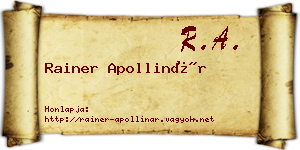 Rainer Apollinár névjegykártya